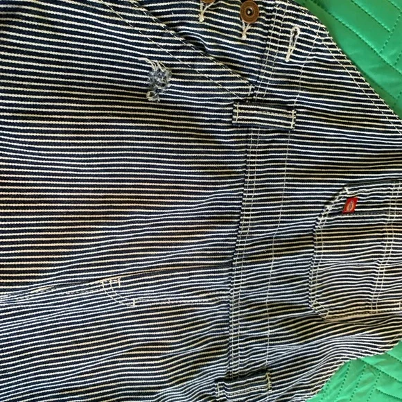 Striped Blue Overalls - Picture 2 of 6